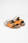 LİZSHOE HAKİKİ DERİ TOKALI  KADIN TERLİK ZYN 754322Y - TURUNCU