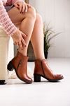 LİZSHOE HAKİKİ DERİ KADIN GÜNLÜK BOT OBN 101024K - TABA
