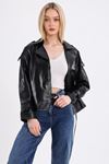 LİZ LEATHER KADIN DERİ MONT B011 - SİYAH