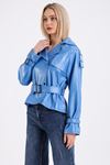 LİZ LEATHER KADIN DERİ MONT B011 - MAVİ