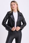 LİZ LEATHER KADIN DERİ MONT N16 - SİYAH