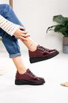 LİZSHOE HAKİKİ DERİ KADIN GÜNLÜK AYAKKABI MCH 354623K - BORDO KROKO