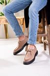 LİZSHOE HAKİKİ DERİ ERKEK GÜNLÜK AYAKKABI PİK 1617-124K - BEJ NUBUK