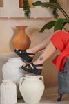 LİZSHOE HAKİKİ DERİ KADIN SANDALET SELTUĞ 26425Y - SİYAH