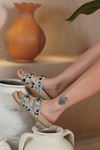 LİZSHOE HAKİKİ DERİ KADIN TAŞLI TERLİK ZYN 802825Y - BEJ SÜET