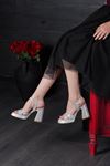 LİZSHOE KADIN ABİYE AYAKKABI SML 858-21025Y - GÜMÜŞ