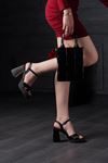 LİZSHOE KADIN ABİYE AYAKKABI SML 858-21025Y - SATEN SİYAH