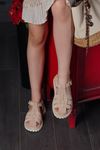 LİZSHOE HAKİKİ DERİ KADIN SANDALET SPİL 2025Y - BEJ SÜET