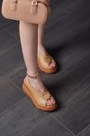 LİZSHOE HAKİKİ DERİ KADIN SANDALET ZYN 784225Y - KARAMEL